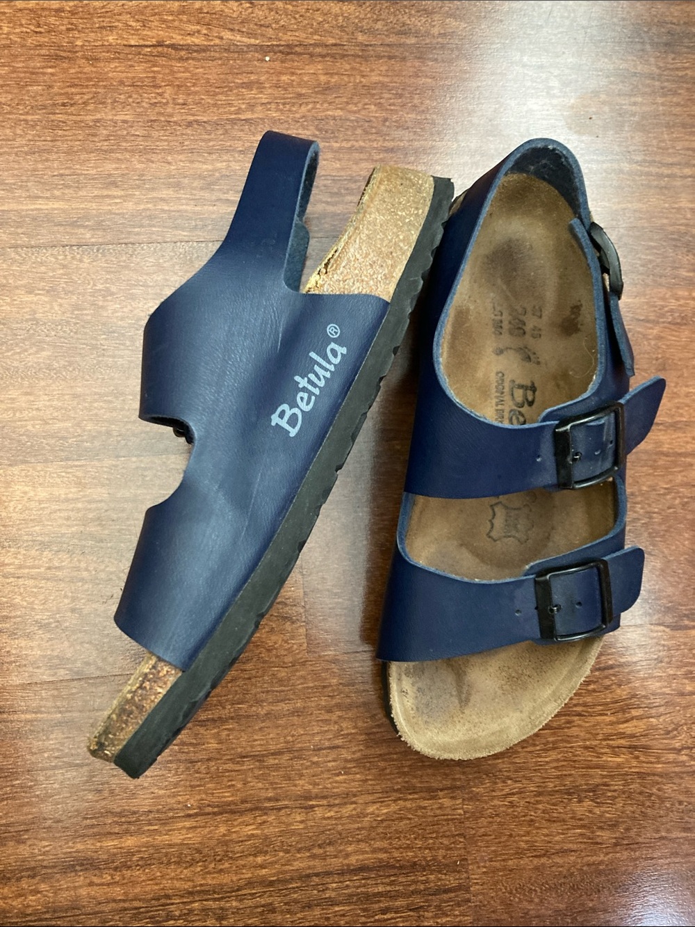 Betula Women's Navy Adjustable Double-Buckle Sandals